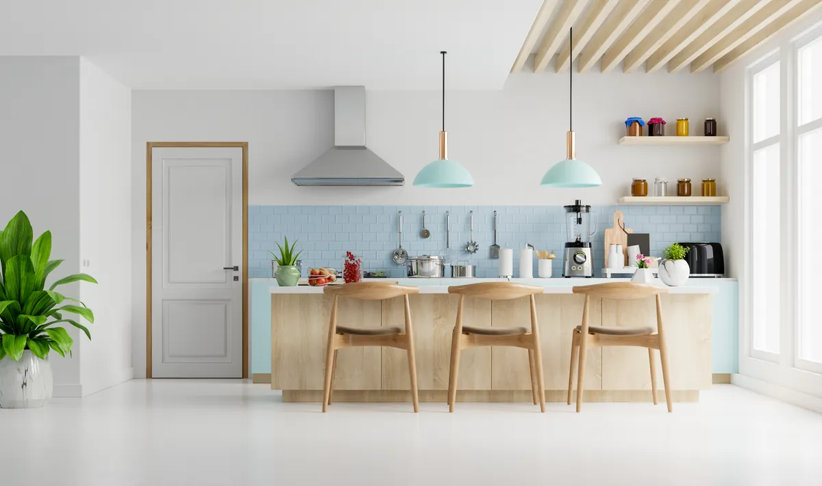 Cocina moderna y luminosa con detalles de madera natural
